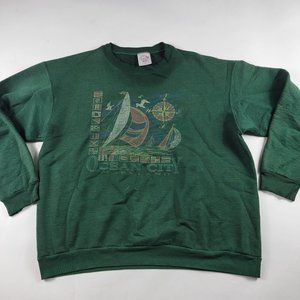 Vintage Performance Sportswear by RPM Ocean City Maryland Green Pullover Sweater